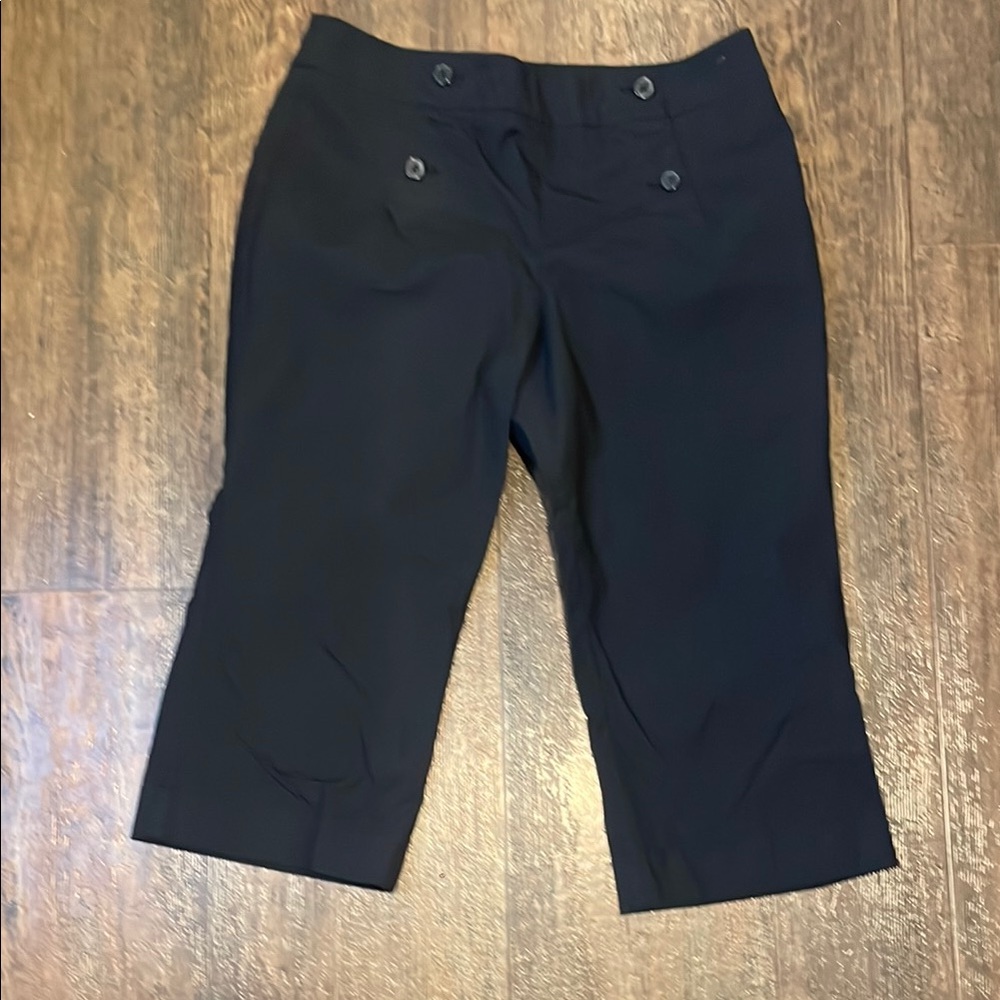 New York & Company Navy Capris with Button Detail